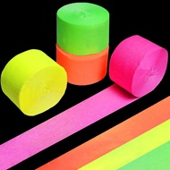 Neon Streamers Glow in The Dark Crepe Paper, Blacklight UV Reactive Fluorescent Streamers for Neon P