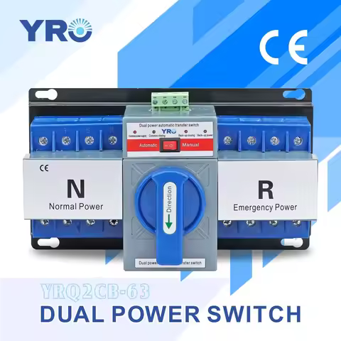 YRO Dual power automatic switching AC ATS 2P 4P 230V 400V 63A CB class YRQ2CB-63