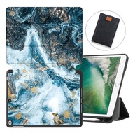 iPad 9.7 Inch case with Pencil Holder, iPad Air 1 / iPad Air 2 Smart Cover Folio Stand Protective for Apple iPad 5th 6th Gen Case (A1822/A1823/A1893/A1954), Marble