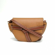 LOEWE Gate馬鞍斜跨包MINI棕色牛皮肩背包