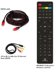 UKOBOX Remote control / High quality HDMI cable  / 100cm AV to RCA cable for UKOBOX tuner