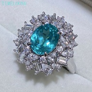 3CT Oval Paraiba Tourmaline High Carbon Diamond 925 Sterling Silver Ring Jewelry Anniversary Gift
