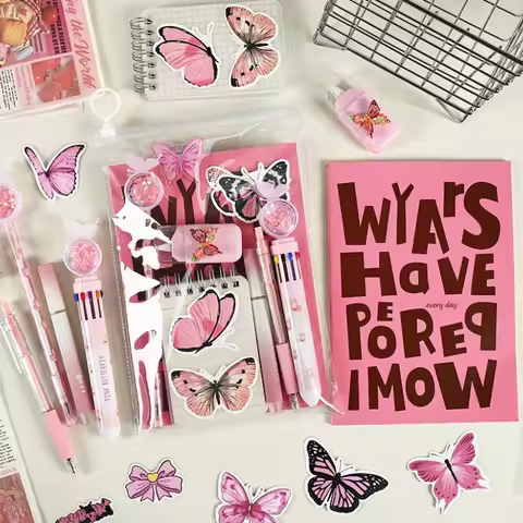 13pcs/set Butterfly Series Stationery Set Portable Ballpoint Pen Gel Pen INS Butterfly Stationery Sc