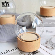 Preserved Flower Spherical Solid Wood Beech Rotating Music Box Utensils diy Handmade Flower Box Glas