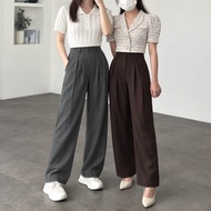 Aysilla Factory Lucy Loose Pants - Long Pants Wide Highwaist Pants Basic Korean Long Trousers
