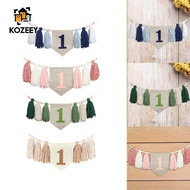 KOZEEY 1st Birthday High Chair Banner, First Birthday Party Decoration, Wooden Bead Tassels 1st Birt