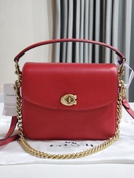 COACH CASSIE 19 紅色 金釦金扣 C LOGO 手提包 肩背包 斜背包 88346