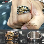 แหวน V ทองรมดำ ตราฮาเล่ logoฮาเล่ แหวนสแตนเลส แหวนเท่ๆ แหวนแฟชั่น สแตนเลสแท้ stainless 316l แท้100% allacc