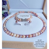 [SM_M37] Multicolor Pearl Jewelry Set 8-9mm Beautiful Water