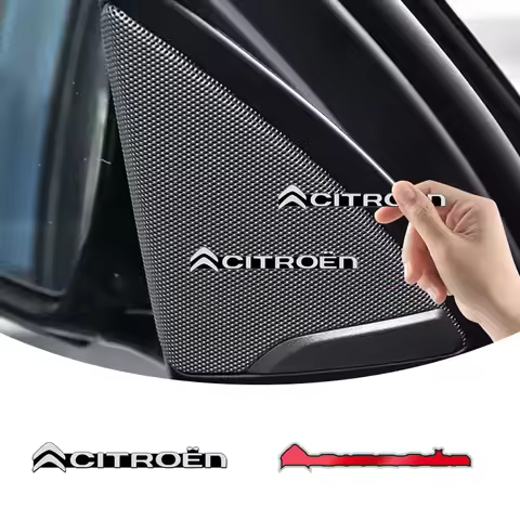 2/4Pcs Car Accessories Audio Aluminum Stereo Stickers For Citroen C1 C2 C3 C4 C5 C6 C8 C4L DS3 DS4 D