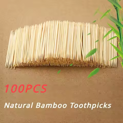 100pcs Double-headed Bamboo Toothpicks Natural Bamboo Toothpicks For Home Kitchen Travel Daily Life 