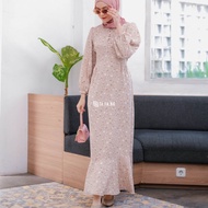 TAFANA - Jisso Dress Muslim Korea Bahan Crinkle | gamis motif bunga |