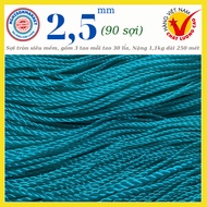Good quality 2.5mm (90 strands) blue monofilament line rolled 250 meters long for going to the beach