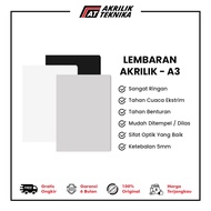 Lembaran Sheet Akrilik A3 5mm - Hitam Putih Susu