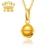 Fashion3D Hard Gold Pure Gold Fortune Bead Small Bell Small Bell Necklace999One-piece Dropshipping S