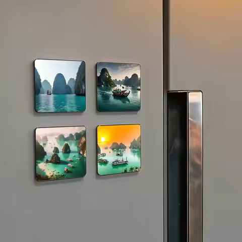 Ha Long Bay, Vietnam Fridge Magnet Set Creative Square Decorative Adhesive Stickers Magnets For Fest