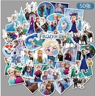 50PCS Frozen cartoon personalized creative luggage, scooter, graffiti, waterproof car sticker cute decoration
