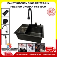 Stainless Steel Kitchen Sink One Hole 60x45 Waterfall Sink Kitchen Sink Pull-out Faucet