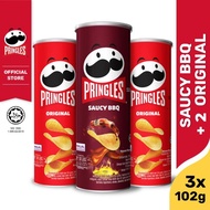 [BUNDLE 3pcs] 2 Pringles Original 102g + 1 Pringles Saucy BBQ 102g
