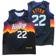 IMPORTED EMBROIDERY OF PHOENIX SUNS THE VALLEY 22 DEANDRE AYTON CITY EDITION BLACK BASKETBALL BAU JE