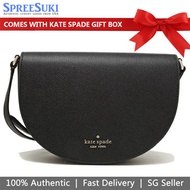 Kate Spade Handbag In Gift Box Crossbody Bag Luna Crescent Pebble Leather Flap Crossbody Black # K81