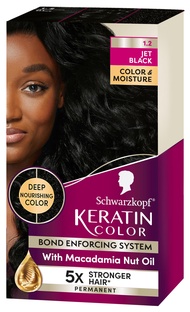 Keratin Color Permanent Hair Dye Cream, 1.2 Jet Black, 1 Application - Salon Inspired Hair Color Enr