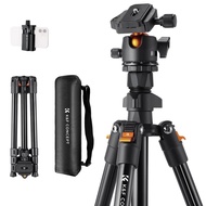 K&F Concept 64"/1.6m Travel Tripod Lightweight Aluminum Compact Vlog Camera Tripod Flexible & Portab