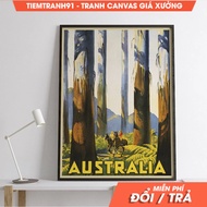 Wall painting, Travel Back in Time - Vintage Australia Forest Poster from the 1930s, comes with hang