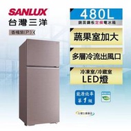 SANLUX台灣三洋480公升1級定頻2門電冰箱SR-C480B1B 冷凍室/冷藏室照明燈 獨立活動製冰盒