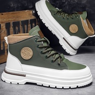 Year High-Top Autumn Men's Canvas Overall Boots Rhubarb Boots Retro Work Boots Mid-Tube Martin Boots