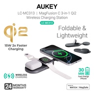 Aukey LC-MC313 MagFusion C 3-in-1 Qi2 Foldable Wireless Charging Station (24 Months Warranty)