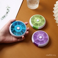 One Week 7 Days Pill Box Portable Round Seven Compartment Rotating Pill Box Portable Storage Mini Pi