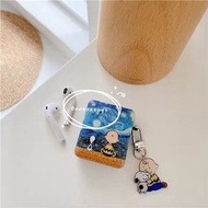 （限時特價🔥全場最平😍情人節禮物 現貨｜dior airpods pro/ snoopy airpods 1/2！其他預訂一星期）梵高 星空 油畫背景 snoopy 查理布朗 史路比 dior cus