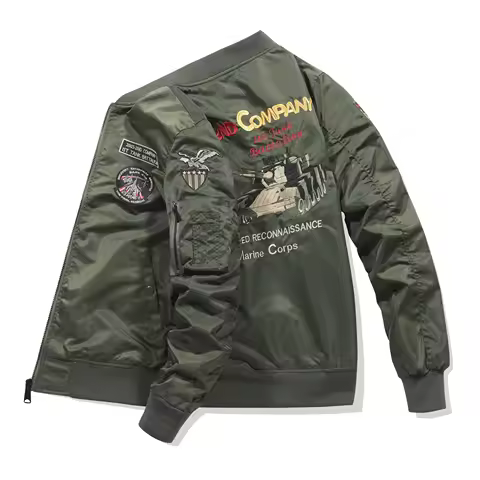 American retro MA1 pilot jacket, men's embroidered baseball jacket, spring and autumn oversized loos