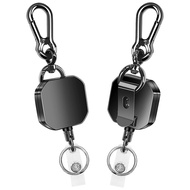 Keychain Heavy Duty Metal ID Badge Holder Key Reel Carabiner Keychain with Belt ClipNew Year Special