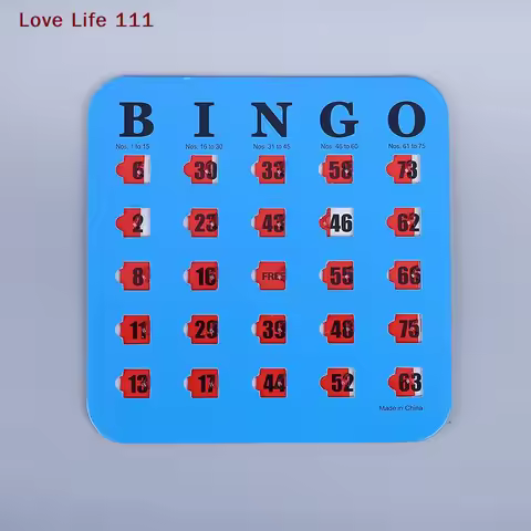 New 5pcs Bingo Game Card Easy-Read With Sliding Windows Reusable Logical Thinking Ability Game Bingo