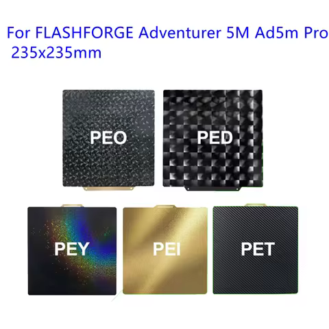 1Pc FLASHFORGE Adventurer 5M Ad5m Pro PEI Spring Steel Sheet Build Plate Texture PEI/PEO/PEY/PEO Cha