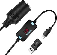 FARSENSE USB A to 12V Cigarette Lighter Adapter(50W)-USB C Male to Cigarette Lighter Female Socket P