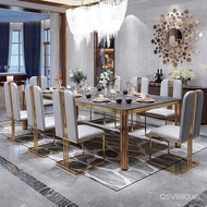 Mild Luxury Marble Dining Tables and Chairs Set Modern Small Apartment Simple Dining Table Rectangular Home Stone Plate Dining Table