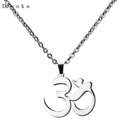 [Devoko] Stainless Steel Aum Om  Sanskrit Symbol Amulet Buddha Pendant Necklace