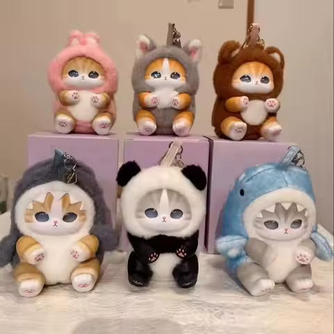 Mofusand Cute Vinyl Plush Keychain Japanese Style Cat Animal Costume Bag Gift For Bag Decoration