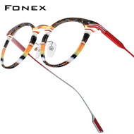 FONEX Acetate Titanium Gọng kính phụ nữ thiết kế thương hiệu Tròn Kiểu retro cổ điển Kính mắt nam Nh