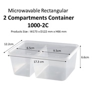 (50pcs) Disposable  2 Compartments Square Microwave Food Container With Lid / Kotak Plastik Kek FR 1