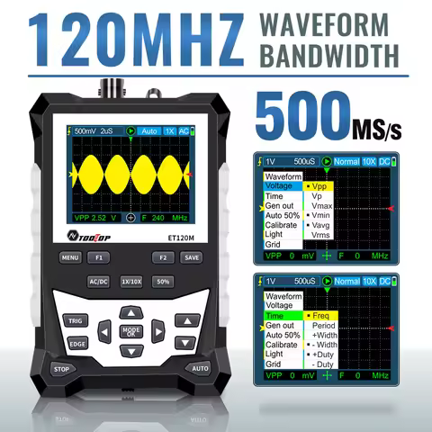 TOOLTOP ET120M 500MS/s 120MHz Professional Digital Oscilloscope Laboratory Electrical Repair Auto Ha