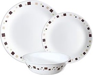 Corelle Geometric Chip &amp; Break Resistant 12pc Dinner Set, Service for 4, 12-Piece, Brown