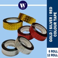 GOLD SILVER RED TAPE FOR COOKIES CONTAINER | TAPE BALANG KUIH | LASER COLOUR TAPE
