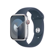 【APPLE】Watch Series 9 （LTE版） 45mm鋁金屬錶殼搭配運動型錶帶-S/M （銀/藍）_廠商直送