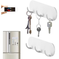 2-Pack Magnetic Key Holder with 3 Hooks for Refrigerator, Kitchen, and Laundry Rooms