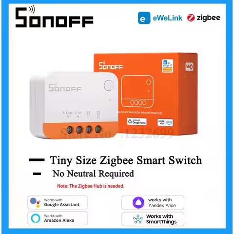 SONOFF ZBMINIL2 Zigbee Switch No Neutral Wire Required Wireless 2 Way Live Wire Module Switch Smart 