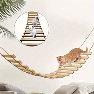 1pc Hanging Cat Climbing Tree, Suitable For Cat Cage, Cat Tower Or Cat Wall Shelf. Made Of Solid Woo